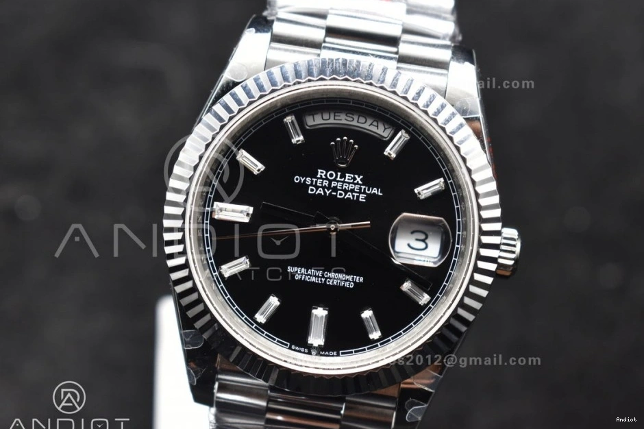 A2836 Weight Black 40 Crystal President DayDate On Gain Dial GMF Bracelet SS 1128